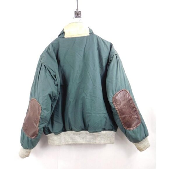 Vintage NAUTICA Mens L Army Green 80% Down Winter Coat Bomber Jacket Insulated - Picture 2 of 3